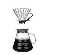 Carafe à café en verre faite la main avec ensemble de filtres, verser sur le Pot, serveur brassage thé, comprend une tasse d'extraction(L pot and L funnel)