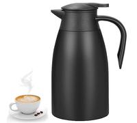 Carafe à café isotherme à double paroi en acier inoxydable de 2000 ml - Distributeur d'eau chaude, de thé, de boissons chaudes - Garde la chaleur pendant 24 heures - Conservation du froid pendant 12