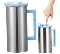 Carafe à café Pichet thermique en acier inoxydable de 1, 8 L/63 oz avec couvercle et longue poignée Carafe à thé incassable portable pour liquides chauds/froids