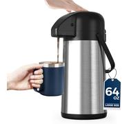 Carafe à café pour garder au chaud - Distributeur de café Airpot de 1,9 l avec pompe - Grand thermos à café pour boissons chaudes, thé liquide - Urne distributeur d'eau chaude isotherme en acier
