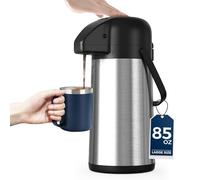 Carafe à café pour garder au chaud - Distributeur de café Airpot de 2,5 l avec pompe - Grand thermos à café pour boissons chaudes, thé liquide - Urne distributeur d'eau chaude isotherme en acier