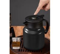 Carafe à café thermique avec infuseur à thé/Thermos intelligent à double paroi avec écran DEL/Carafe à thé en acier inoxydable/Théière (noir)