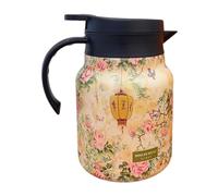 Carafe à café thermique en acier inoxydable - Bouilloire à thé vintage à motif floral - Théière isotherme - Bouilloire à thé pour la famille, les amis, la maison