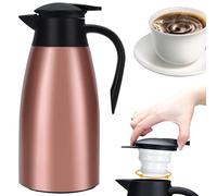 Carafe à café thermique en acier inoxydable de 70 oz/2 litres, distributeurs de thé, d'eau et café, pot isolé à double paroi, or rose