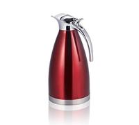 Carafe à Café Thermique en Acier Inoxydable, Pot à Eau Isolé sous Vide Thermique, Thé, Eau, Café, Distributeur Chaud, Cruche Thermo à Double Paroi(2L-Rouge)