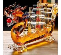 Carafe à décanter à whisky en verre de 1000 ml avec couvercle, motif bateau chinois fait à la main, grande carafe à vin réutilisable pour la maison, bar, décoration de table de festival, cadeau