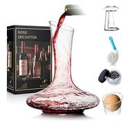 Carafe à Décanter Carafe à Vin avec Un Support de Séchage, Bouchon, Brosse et Perles, Carafe à Vin Rouge, du Vin Cadeau, Aérateur à Vin, Verre en Cristal Soufflé à La Main 100% sans Plomb