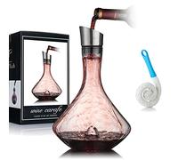 Carafe à Décanter Carafe à Vin Rouge avec Aérateur intégré, Aérateur de Vin, Cadeau de Vin, Verseur en Acier Inoxydable avec Couvercle, Filtre, Verre en Cristal sans Plomb Soufflé à la Main à 100%