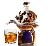 Carafe à décanter de liqueur de chien en verre - 750 ml - Statue de chien - Porte-whisky hermétique - Accessoire décoratif pour la maison ou le bar - Vin, bourbon, tequila, vodka, centre de table