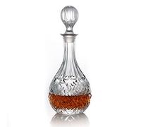 Carafe à décanter en verre avec bouchon géométrique hermétique - Carafe à whisky pour vin, bourbon, brandy, liqueur, jus, eau, bain de bouche, verre italien sans plomb (750 ml)