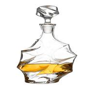 Carafe à décanter en verre avec bouchon géométrique hermétique - Carafe à whisky pour vin, bourbon, brandy, alcool, jus, eau, bain de bouche. Verre italien sans plomb (750 ml/nuage)