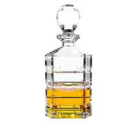 Carafe à décanter en verre avec bouchon géométrique hermétique - Carafe à whisky pour vin, bourbon, brandy, liqueur, jus, eau, bain de bouche, verre italien sans plomb (900 ml)