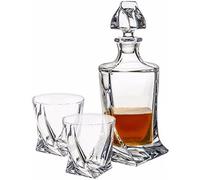 Carafe à décanter en verre cristal Bohemia Bohemia Quadro Lot 500 ml avec 2 verres à 340 ml Assortis