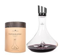 Carafe à décanter le vin 1.8 L | Verre Cristallin de qualité supérieure soufflés artisanalement avec les montagnes en relief | Bouchon 3 en 1 (filtre, aérateur et bec verseur) (Mont Matterhorn)