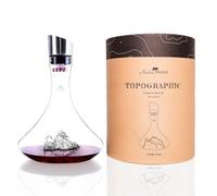 Carafe à décanter le vin 1.8 L | Borosilicate de qualité supérieure soufflé artisanalement avec les montagnes en relief | Bouchon 3 en 1 (filtre, aérateur et bec verseur) (Tofane)