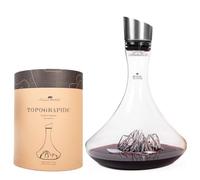 Carafe à décanter le vin 1.8 L | Verre Cristallin de qualité supérieure soufflés artisanalement avec les montagnes en relief | Bouchon 3 en 1 (filtre, aérateur et bec verseur) (Monte Rosa)