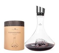 Carafe à décanter le vin 1.8 L | Verre Cristallin de qualité supérieure soufflés artisanalement avec les montagnes en relief | Bouchon 3 en 1 (filtre, aérateur et bec verseur) (Zugspitze)