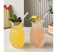 Carafe À Décanter - Miniature Sculpture, Carafe À Whisky En Verre De 480 Ml En Forme D'ananas Avec Paille Intégrée, Élégante Carafe À Vin Convenant Aux Boissons Glacées, Cocktails, Café Ou Bière(2PCS)