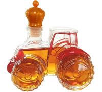 Carafe à décanter pour alcool - Récipient en verre de tracteur de 300 ml pour voiture, whisky, tequila, vin, vodka, brandy, maison, bureau, bar, homme, papa, anniversaire, fête de Noël (rouge)