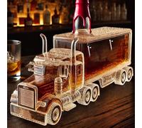 Carafe A Decanter Vin - Bouteille Whisky, Bouteille De Carafe À Whisky En Forme De Camion, Belle Sculpture Mécanique, Cadeau De Statue Parfait, Verre Fait Main(C)