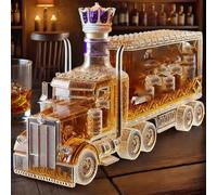 Carafe A Decanter Vin - Bouteille Whisky, Bouteille De Carafe À Whisky En Forme De Camion, Belle Sculpture Mécanique, Cadeau De Statue Parfait, Verre Fait Main(D)