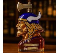 Carafe A Decanter Vin - Bouteille Whisky, Statue De Carafe À Whisky Viking, Bouteille De Vin À Tête Humaine, Sculpture En Verre Pur Sans Plomb Faite À La Main, Légende Tribale Héroïque