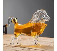 Carafe A Decanter Vin - Decanter Whisky Figurine, Sculpture De Carafe À Whisky En Forme De Lion Féroce En 3D, Bouteille De Vin En Forme D'animal, Statue De Bouteille De Whisky Verre Sans Plomb(750ML)