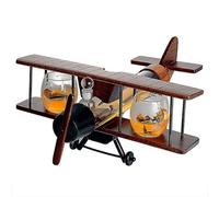 Carafe A Decanter Whisky - Statue Bouteille Whisky, Carafe À Whisky En Forme D'avion 1000 Ml, Avec Support Et Deux Tasses, Ensemble De Bouteilles De Vin En Verre Borosilicate