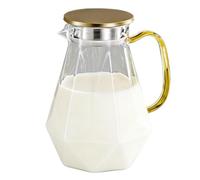 - Carafe à eau - 1,5 l - Carafe à boisson résistante à la chaleur - Distributeur de boisson borosilicate - Avec couvercle anti-fuite - Récipient de service transparent - Élégante pelle pour la maison