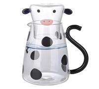 Carafe À Eau De Vache - Ensemble De Nuit Avec Pichet À Eau Claire | Carafe En Verre, Tasse En Verre, Pichet À Thé En Verre De Vache Mignon, Bouilloire À Lait, Carafe À Eau Pour Boisson De Minuit 14,2