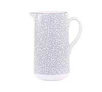 Carafe à eau en céramique - Vase arés avec motif porcelaine - H19,5 x 15 x 9 cm - 1100 ml - Gris français