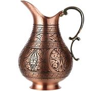 Carafe à Eau en Cuivre 1 mm - Pichet Martelé Fait Main, Sans Revêtement, 2,2 L - Eau Potable Saine & Élégante Décoration - Fabriqué en Turquie