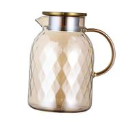 Carafe à eau en verre avec couvercle facile à nettoyer et couvercle hermétique pour réfrigérateur Jaune clair 1,8 l