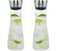 Carafe à eau en verre avec filtre en acier inoxydable - 1 litre - 2 pièces