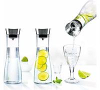 Carafe à eau en verre avec filtre en acier inoxydable - 1 litre - 3 pièces