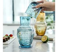 Carafe à eau en verre, carafe à eau de chevet et ensemble de verres, carafe en verre de table de nuit vintage de 750 ml (25 oz) avec tasse, pichet à eau en verre transparent for jus de nuit (Color :