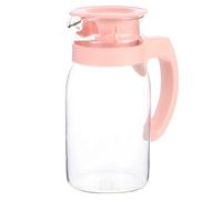 Carafe à Eau en Verre Quartz 800ml, Poignée et Bec Verseur | Verre Quartz Résistant à Chaleur, Corps Transparent, Ouverture Large, Rose, pour Thé et Jus