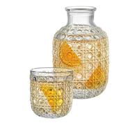 Carafe à eau potable en verre avec verre à boire | Distributeur de liquide de rinçage buccal Verseur transparent - Verseuse d'eau potable, pour liquides et vin dans la salle de bain, la