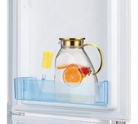 Carafe à eau pour porte de réfrigérateur, 1,8 l, pichet de porte de réfrigérateur avec couvercle en acier inoxydable, carafe en verre pour jus chaud ou froid fait maison, jus, glace, thé, café