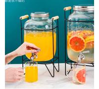 Carafe à jus en verre avec cadre en fer, bar 4L grande capacité, contenant pour vin épicé, tonneau pour thé aux fruits, eau froide et whisky 4L,brosseVerre