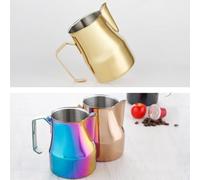 Carafe à mousser à café en acier inoxydable de 550 ml avec bec moulé et poignée robuste pour latte mousse artisanat et mélange de lait (noir)