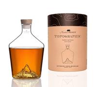 Carafe à spiritueux 1,2L - Verre borosilicate soufflé artisanalement avec montagne en relief 3D | Bouchon bois & liège, design premium | TOPOGRAPHIC (Matterhorn)