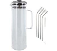 Carafe à thé glacé 1,5 litre + 4 pailles en inox Multicolore