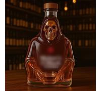 Carafe à vin, Bouteille de whisky squelette 300 ml, carafe à vin en verre gothique avec aérateur, décoration bar thème sombre, décanteur personnalisé(C)