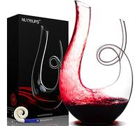 Carafe à Vin de Nutriups Carafes en Verre Cristal 1.7L Aérateur de Vin Rouge Carafe à Reniflard à Vin Soufflé à la Main Avec Brosse de Nettoyage