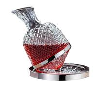 Carafe à vin épaisse, Carafe à vin 1,5 L en cristal sans plomb avec base rotative à 360°, coffret cadeau or et argent(Silver)