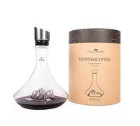 Carafe à décanter le vin 1.8 L | Borosilicate de qualité supérieure soufflés artisanalement avec les montagnes en relief | Bouchon 3 en 1 (filtre, aérateur et bec verseur) (Monte Rosa)