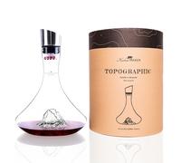 Carafe à décanter le vin 1.8 L | Verre Cristallin de qualité supérieure soufflés artisanalement avec les montagnes en relief | Bouchon 3 en 1 (filtre, aérateur et bec verseur) (Pic du Midi)