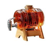 Carafe à Whisky avec Support en Bois 1000ML,Whisky Tonneau en Verre Premium avec Robinet,Distributeur de Tonneaux pour Scotch,Vodka,Rhum et Boisson d'alcool,Cadeau pour Petit Ami Mari Père