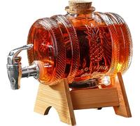 Carafe à Whisky avec Support en Bois 3000ML,Whisky Tonneau en Verre Premium avec Robinet,Distributeur de Tonneaux pour Scotch,Vodka,Rhum et Boisson d'alcool,Cadeau pour Petit Ami Mari Père
